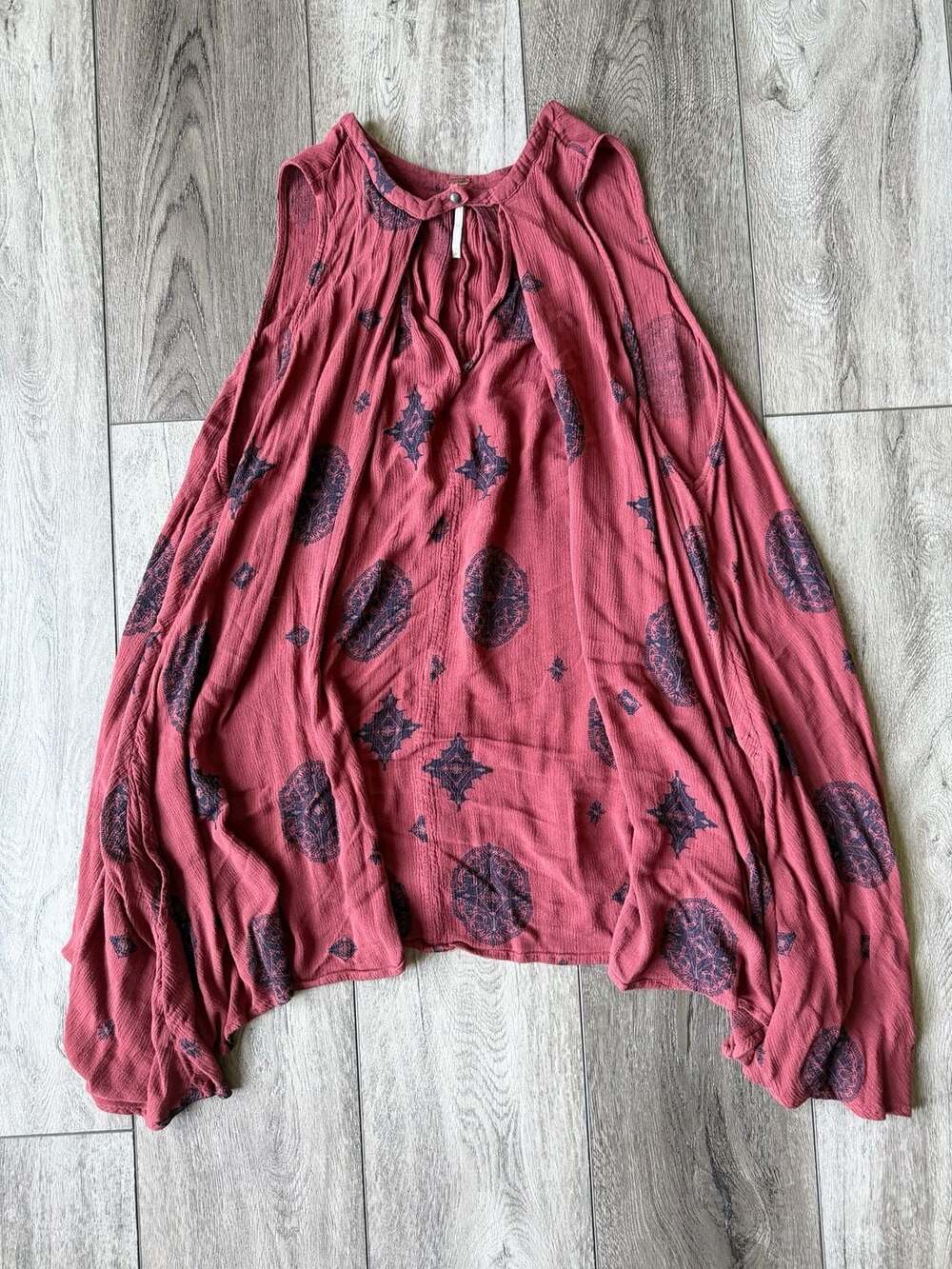 Free People Pink Medallion Swing Sleeveless Tunic Dress Size M